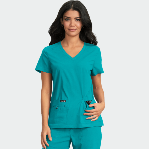 Bluza medicala KOI Design BECCA TOP 373 Culoare albastru-verzui (Teal) cod 404032